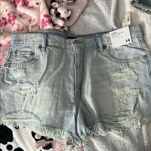Light Blue Distressed Denim Shorts